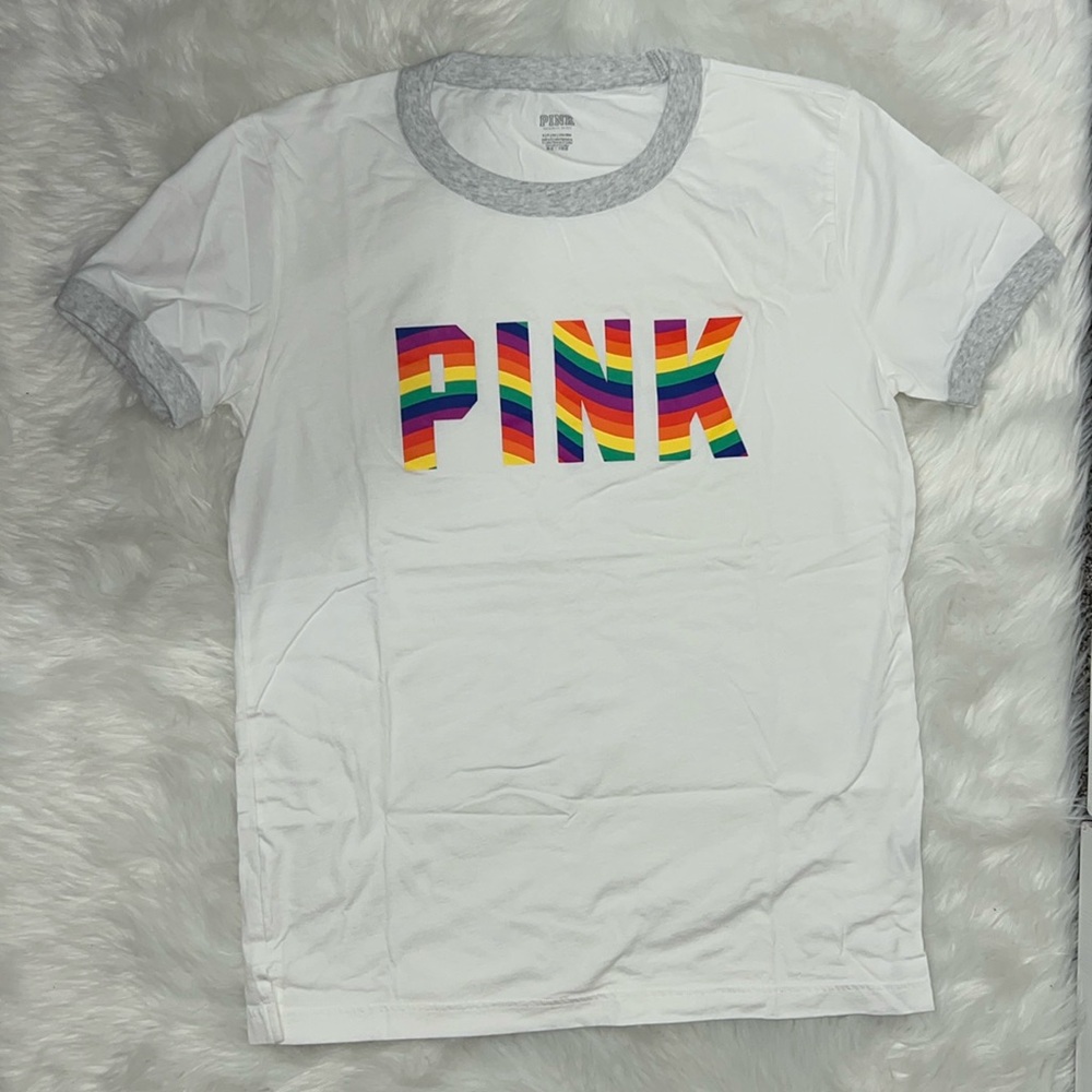 PINK short-sleeved ringer top SMALL